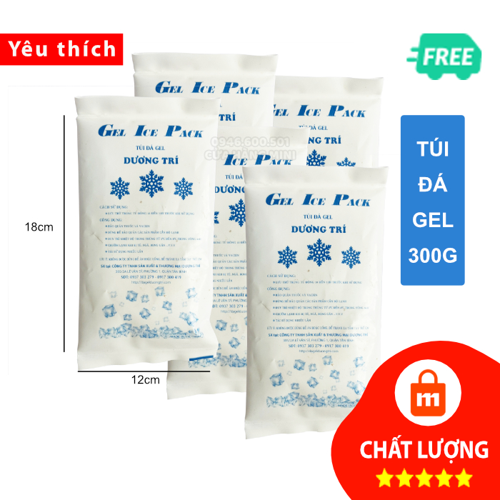 Combo 5 Túi Đá Gel 300g Giữ Lạnh (Đá Khô) Bảo Quản Sữa Mẹ Đồ Ăn Trái Cây