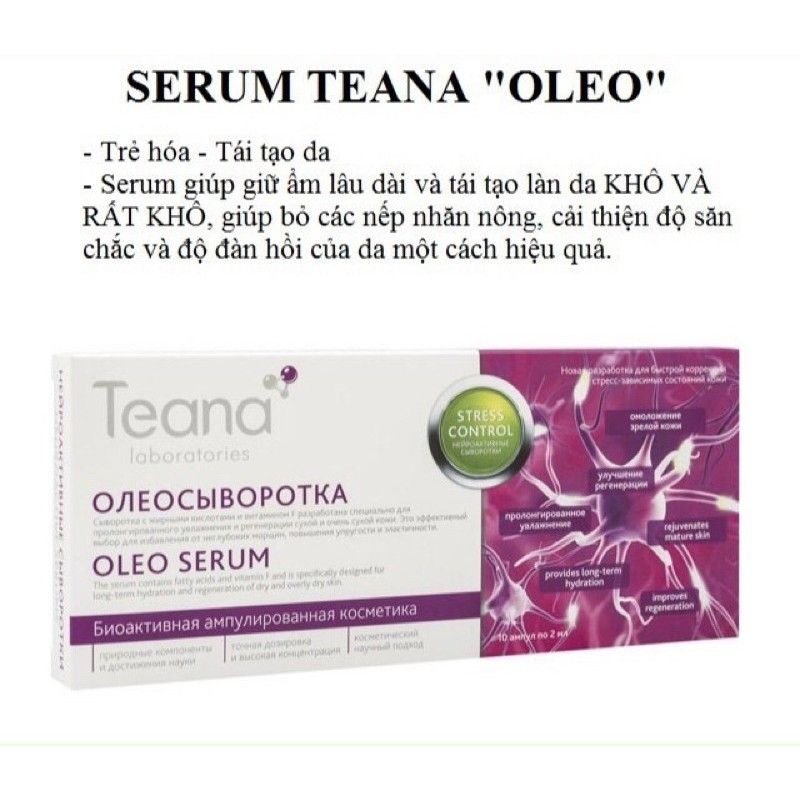 [Hcm]Serum Teana Oleo Dưỡng Ẩm Giảm Nếp Nhăn Trẻ Hóa Tái Tạo Da