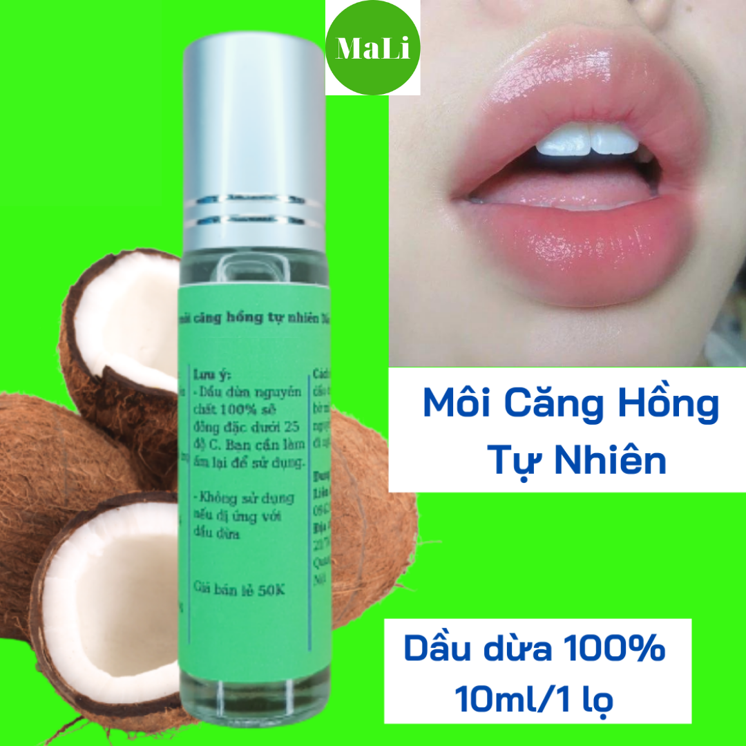 Dưỡng Môi Căng Hồng Tự Nhiên 100% Dầu Dừa Nguyên Chất Không Pha Trộn Không Chất Bảo Quản 10 Ml/1 Lọ