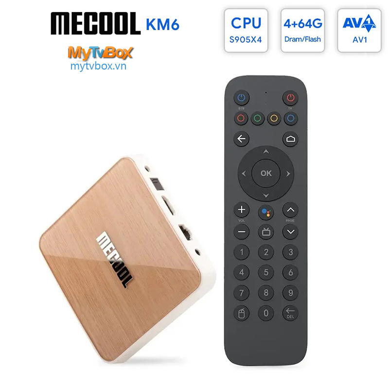 TV BOX MECOOL KM6 Deluxe 4GB / 64GB ROM Android TV 10.0 chính chủ Amlogic S905X4 WIFI 6: 2.5G + 5G LAN 1000M