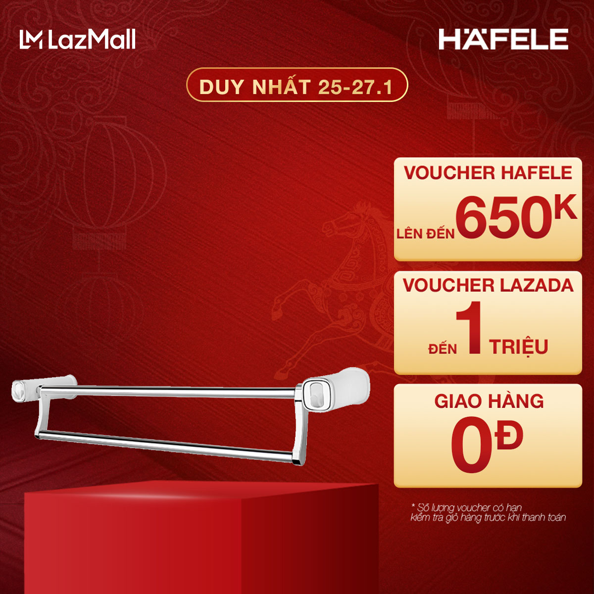 Thanh treo khăn đôi Hafele Chiba 600 580.06.011