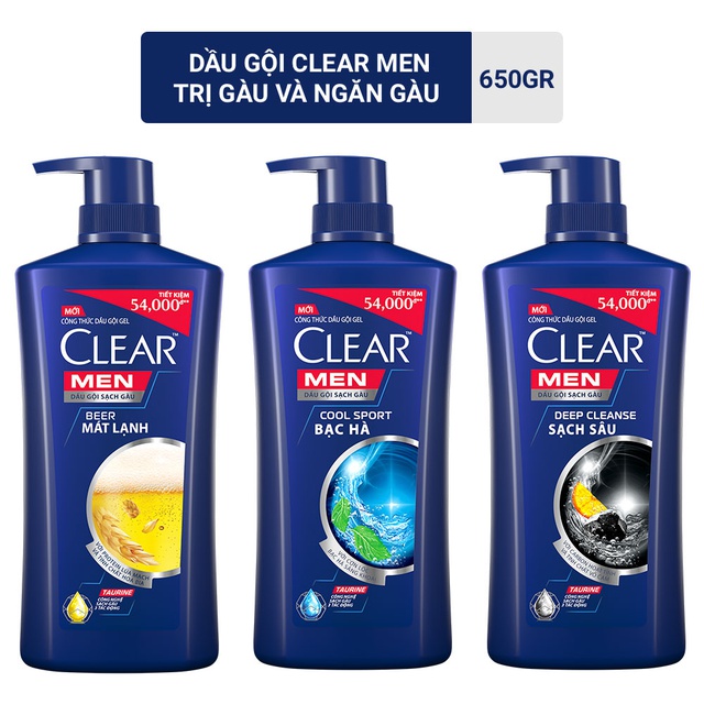 [Hcm]Dầu Gội Clear Men Trị Gàu Và Ngăn Gàu 650Gr