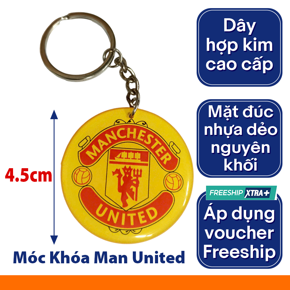 Móc khóa Logo Manchester United MU nhựa dẻo đúc nguyên khối dây hợp kim. Móc khóa độ bền cao đội bóng