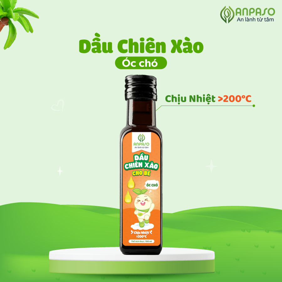 Dầu Chiên Xào Cho Bé Ăn Dặm Anpaso 100ml chịu nhiệt trên 200 độ C - Dầu oliu óc chó mix hạt