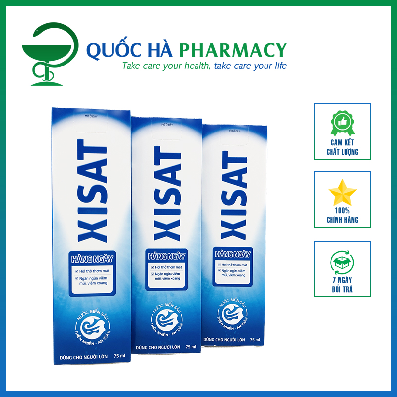 Xịt mũi Xisat Hằng Ngày giúp sát khuẩn kháng viêm chai 75ml - Quốc Hà Pharmacy