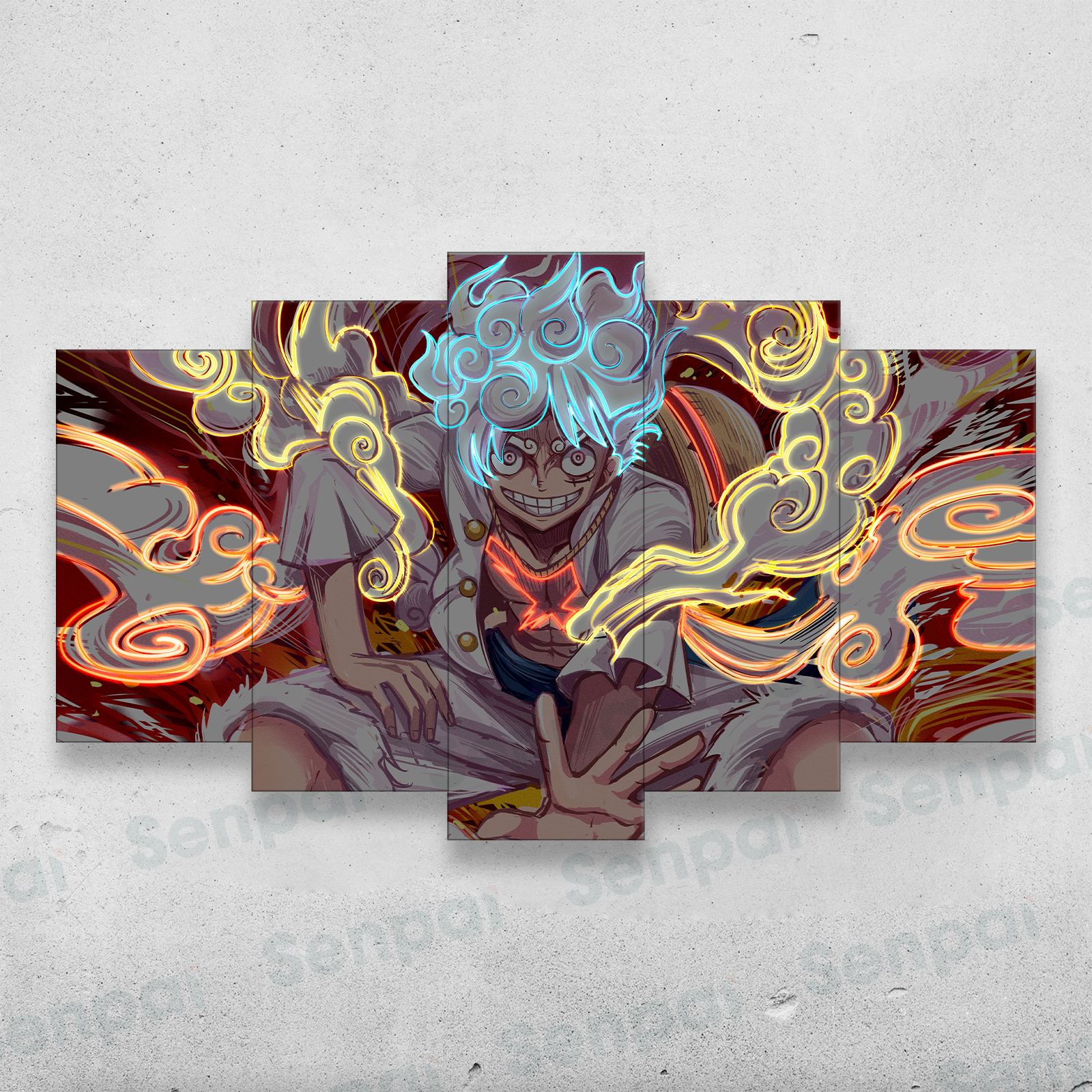 Tranh tráng gương 5pic Anime hiệu ứng led NOEN cực ảo. Tranh dán tường Onepiece Naruto Dragonball...