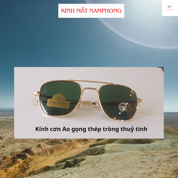 Kính Cơn Mỹ AO American Optical Gọng Kim Loại Mắt Kính Thủy Tinh