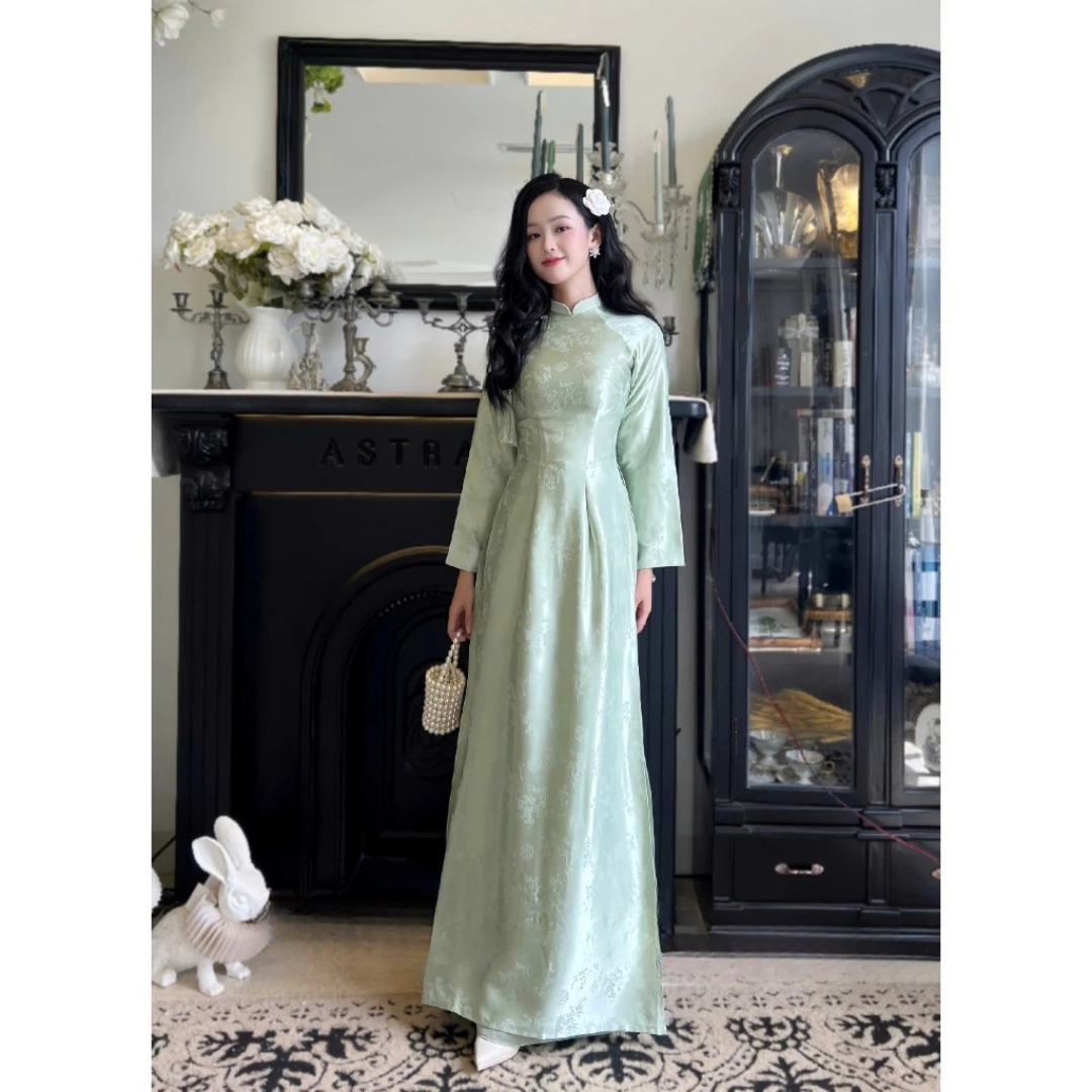 Áo Dài Tết 2026 Áo Dài Truyền Thống Nữ Gấm Trúc Đào Gấm Lụa Cao Cấp Màu Đỏ Hồng Trắng Xanh Mirilik