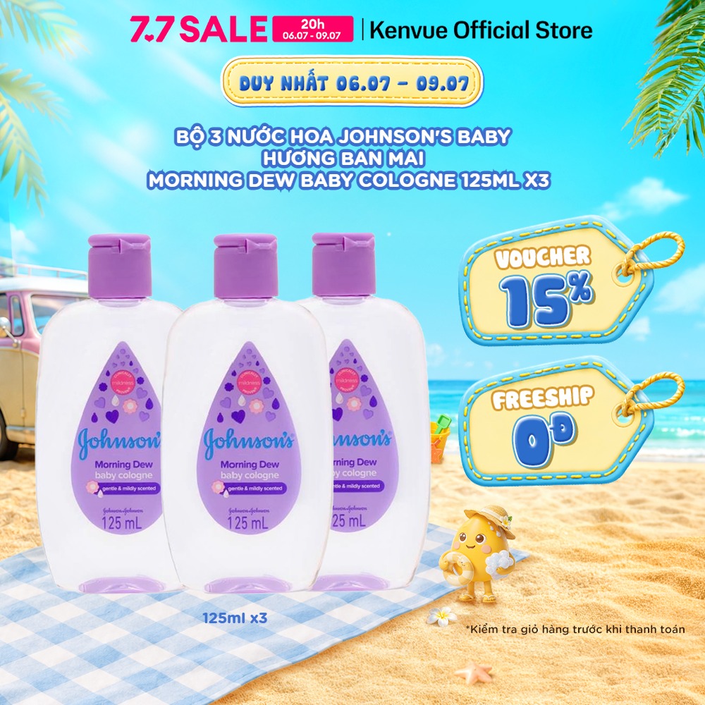 Combo 3 Chai Nước Hoa Cho Bé Johnsons Baby Cologne 125ml/chai (3 mùi)