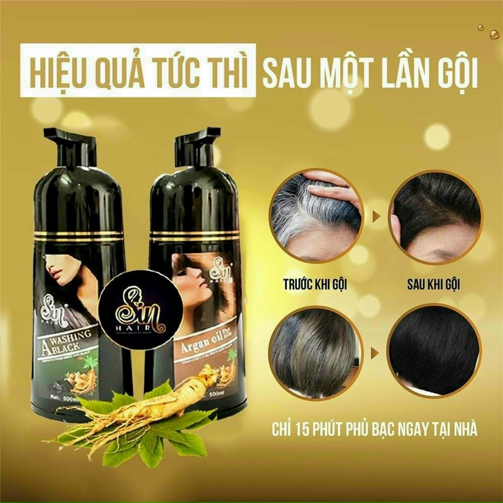 [Hcm]Dầu Gội Phủ Bạc Sin Hair (Màu Đen)