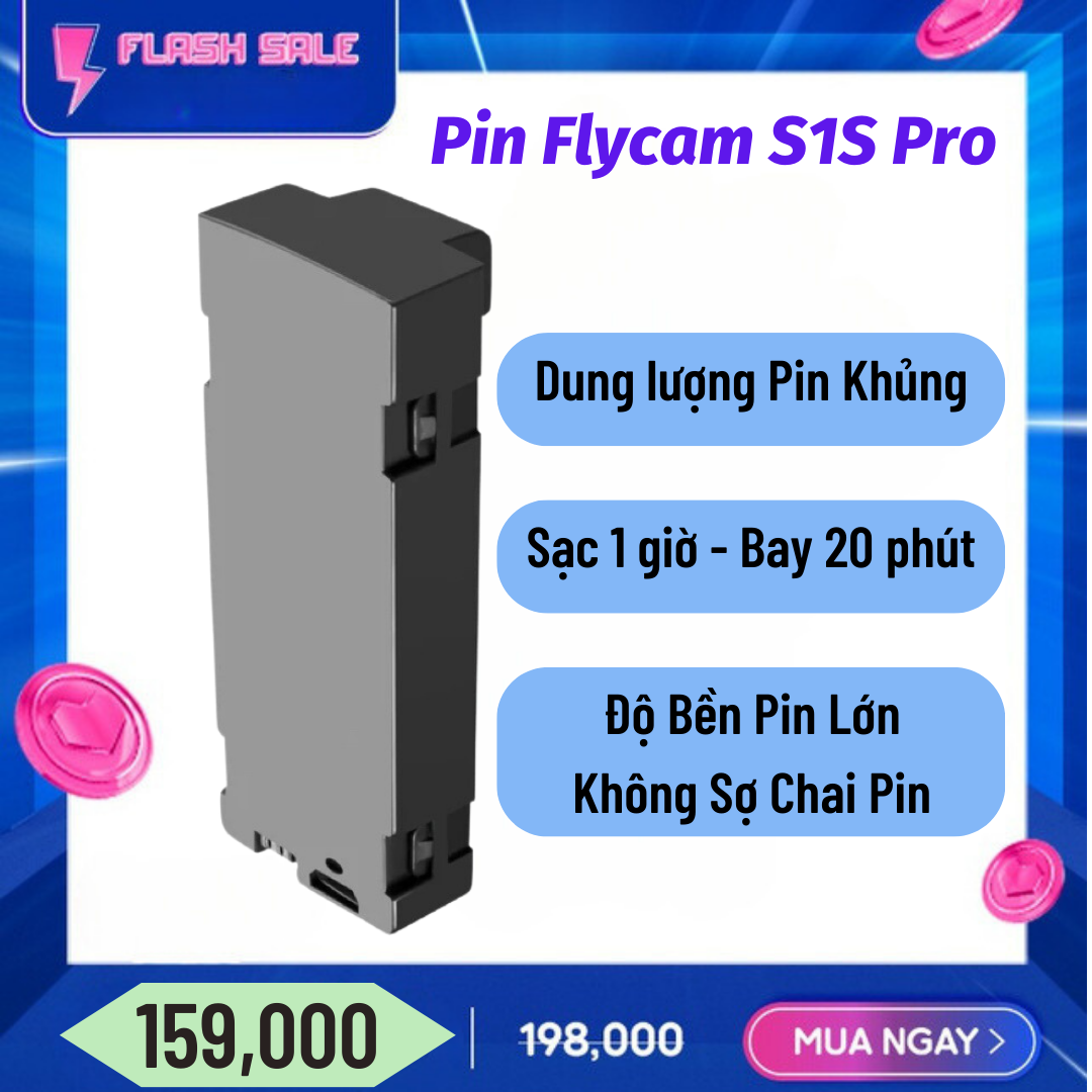 Pin Flycam S1S Pro Drone mini Dung Lượng 1800mAh Cho Thời Gian Bay 20 Phút - Pin Play camera 4k