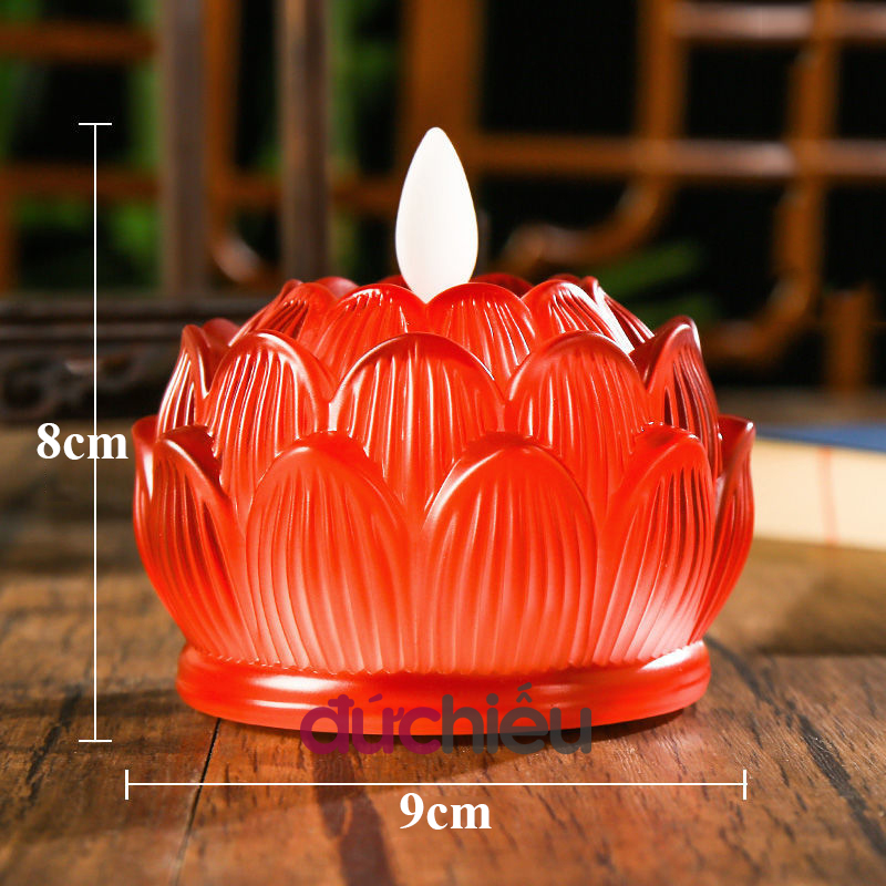 Nến hoa sen điện tử loại to đèn thờ cúng dùng pin | Đức Hiếu Shop
