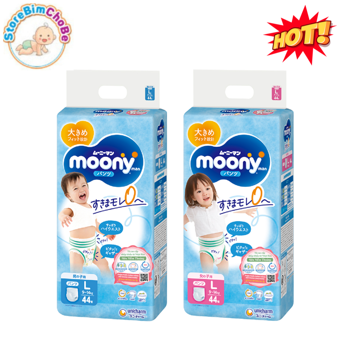 Bỉm tã quần MOONY CHÍNH HÃNG NATURAL/BLUE Xanh M/L/XL/XXL