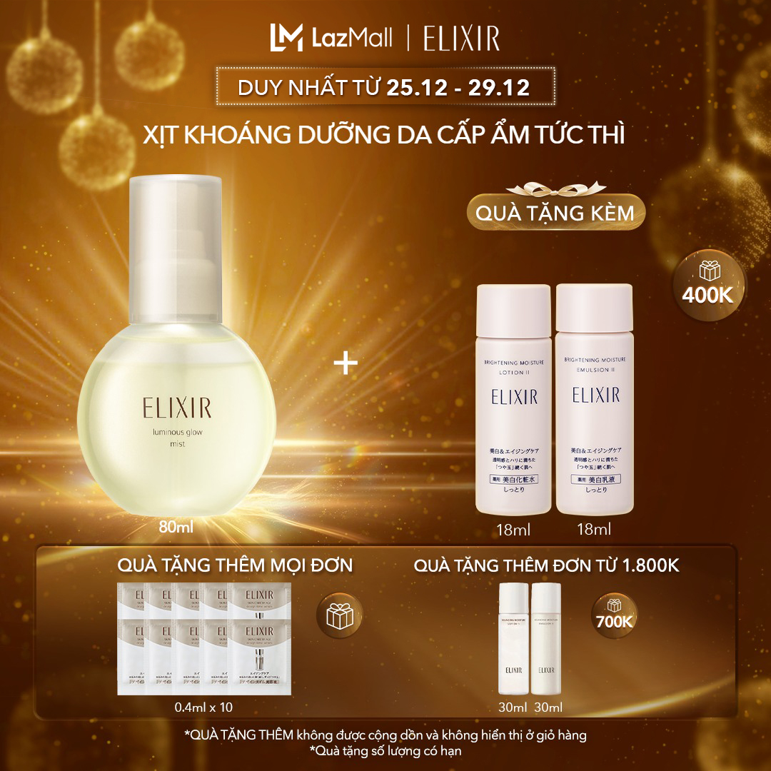 Xịt khoáng dưỡng ẩm tức thì Elixir Superieur Luminous Glow Mist 80ml