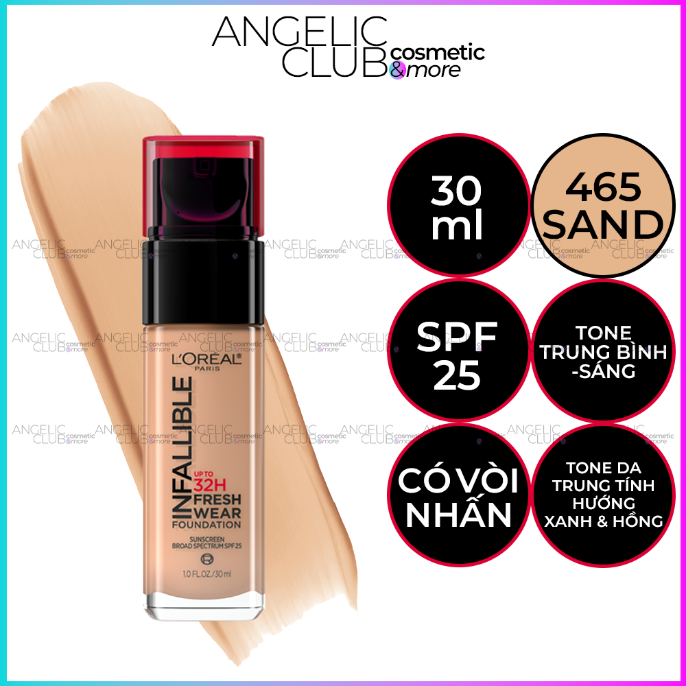 Kem Nền Loreal Infallible Foundation Fresh Wear Sunscreen SPF25 Vitamin C Kem Nền Nắp Đỏ Kem Nền Bền