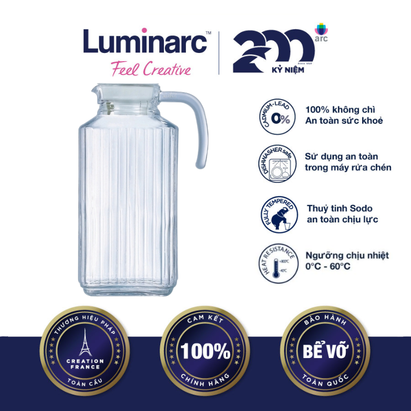 Bình Nước Thuỷ Tinh Luminarc Quadro 1.7L - LUQUG2668