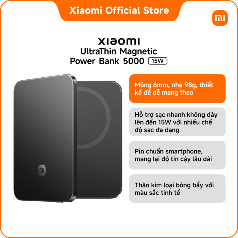 Sạc dự phòng Xiaomi UltraThin Magnetic Power Bank 5000mAh 15W pin dự phòng sạc nhanh từ tính
