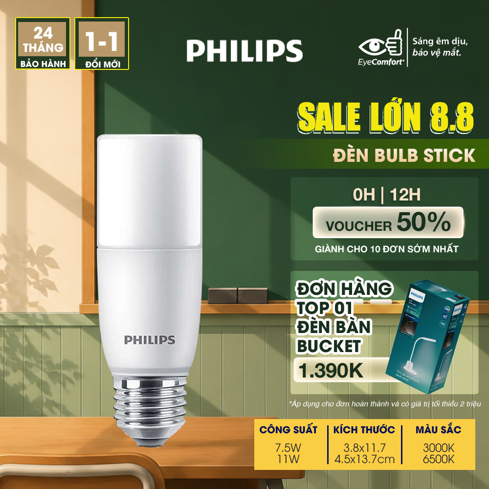 Bóng đèn Philips LED Stick bảo vệ mắt (01 bóng)