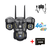 V380 15MP ngoài trời không dây 4G Camera PTZ 10X Zoom Ba ống kính Ba màn hình giám sát video Tầm nhìn ban đêm CCTV An ninh IP Cam