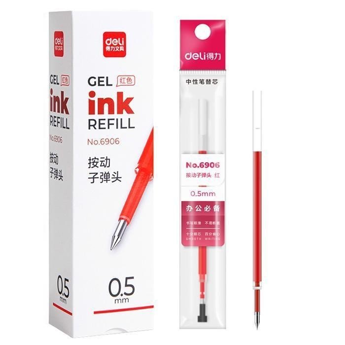 Bút gel Deli trong suốt ruột bút bi nước Deli refill thay thế mực Xanh/ Đen nét 0.5/0.38mm