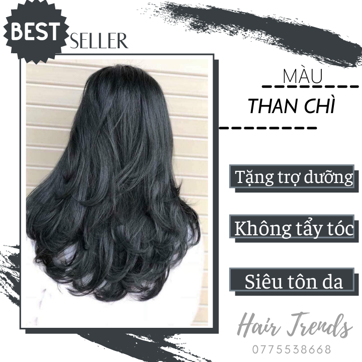 (KHÔNG TẨY) Thuốc nhuộm tóc màu THAN CHÌ tặng TRỢ DƯỠNG+HUYẾT THANH PROTEIN