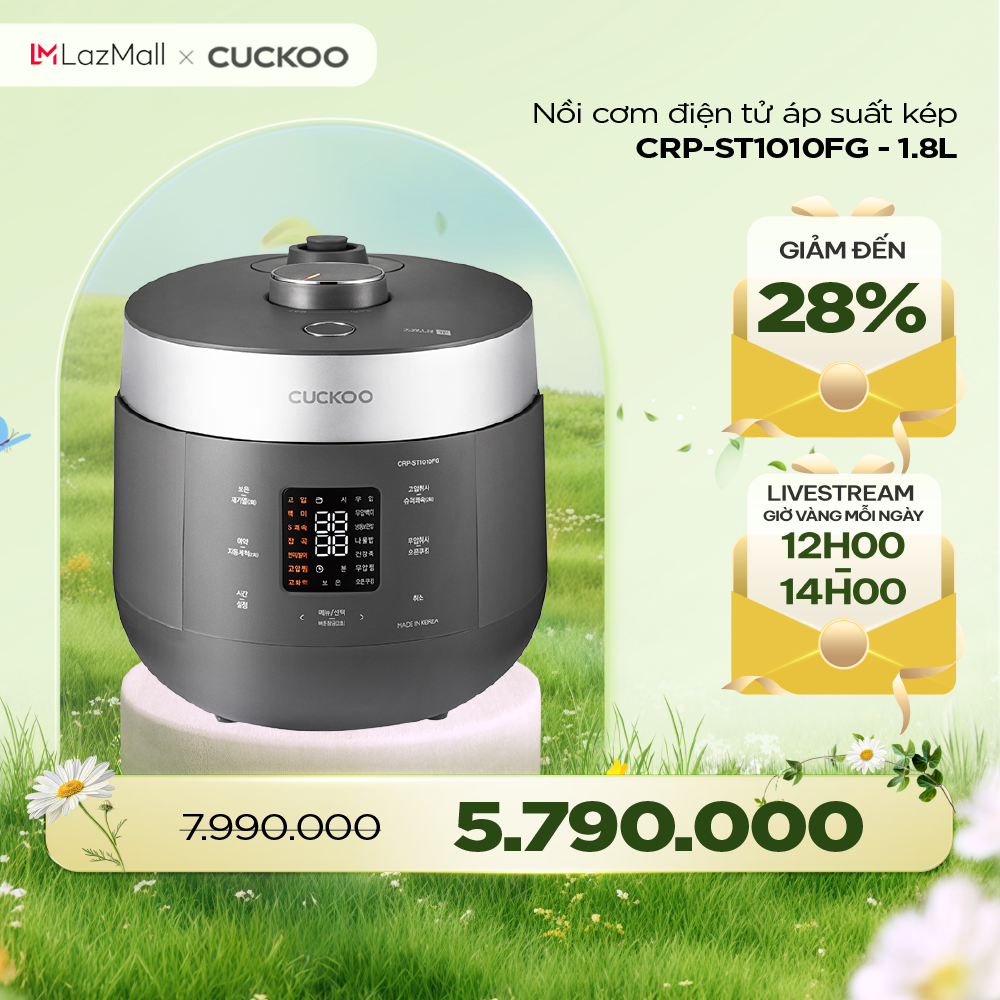 Nồi cơm điện tử áp suất kép Cuckoo 1.8L CRP-ST1010FG - Lòng nồi phủ men Xwall độc quyền - Bảng điều 