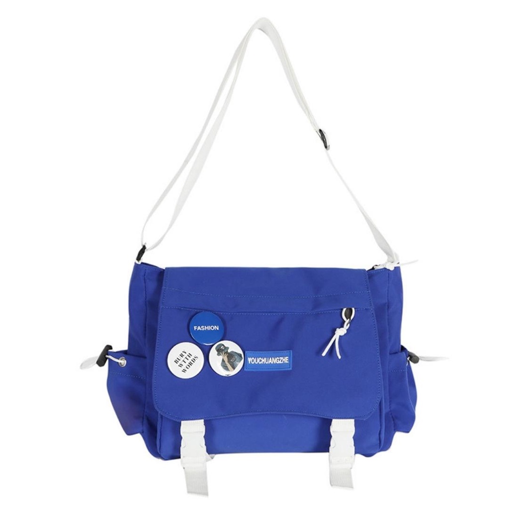 Túi đeo chéo nam nữ Messenger đi học vải Poly chống thấm nước cỡ to style Hàn Quốc TC30