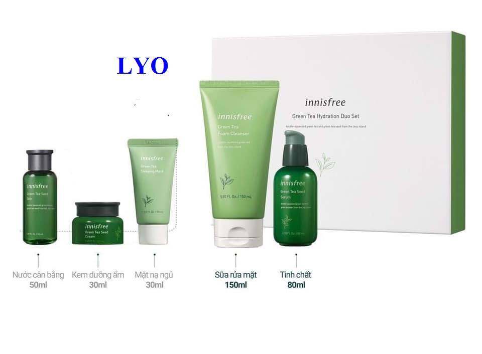 Bộ Dưỡng Da 5 Sản Phẩm Innisfree Green Tea Hydration Duo Set - Lyo Shop