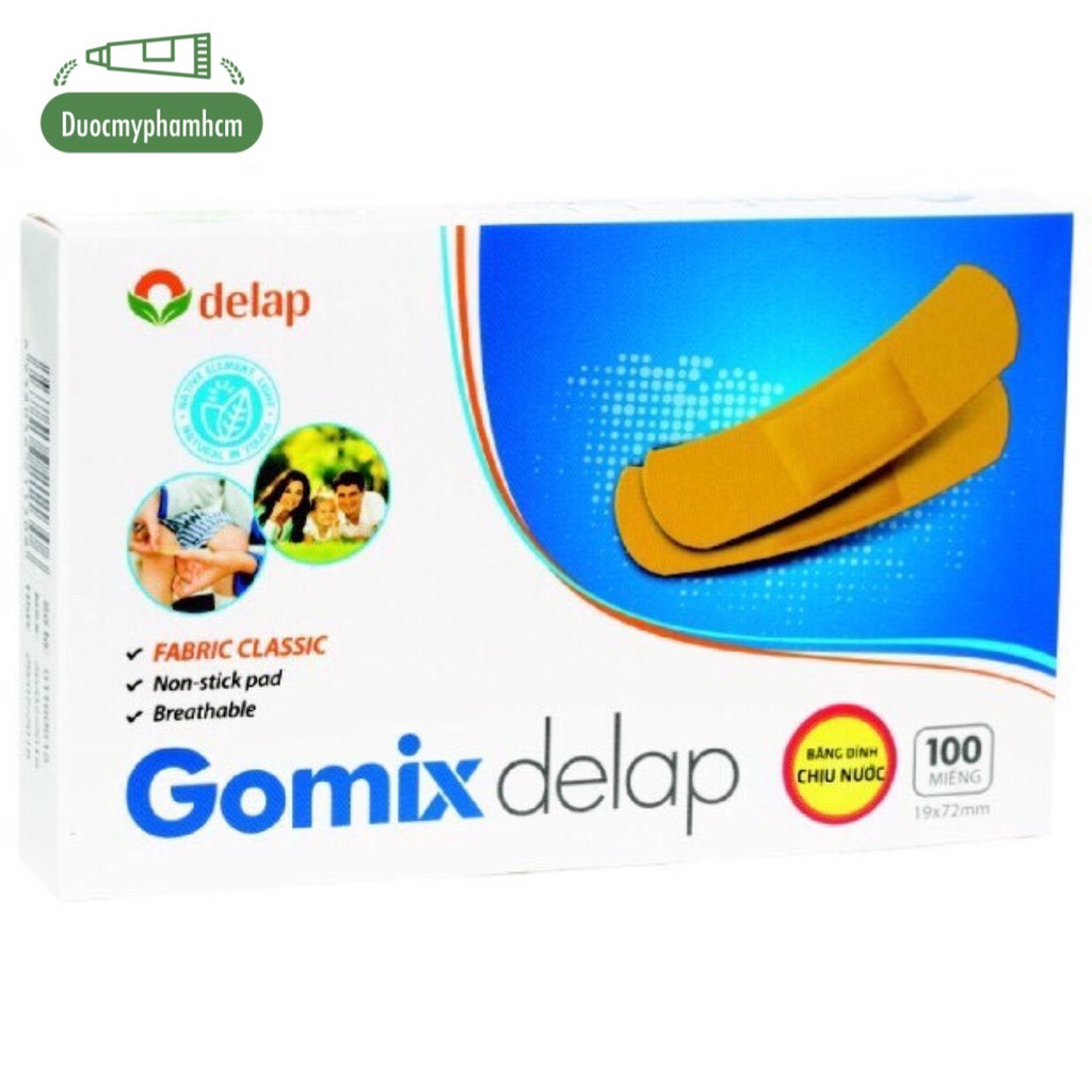 [HCM]DÁN VẾT THƯƠNG CHỐNG NƯỚC GOMIX DELAP (Hộp 100 miếng 19*72mm)