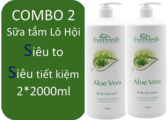 [Hcm]Combo 2 Chai Sữa Tắm Everfresh Lô Hội 2*2000Ml