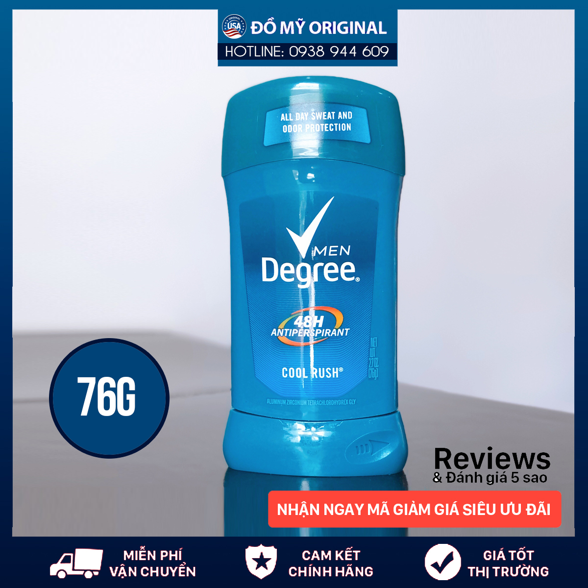 [Hcm]Lăn Khử Mùi Degree Men Cool Comfort 48H Antiperspirant 76G Hương Nam Tính Mạnh Mẽ Hạn Chế Sự Tiết Mồ Hôi Kháng Khuẩn Và Ngăn Mùi Cực Kỳ Hiệu Quả Hàng Nhập Mỹ