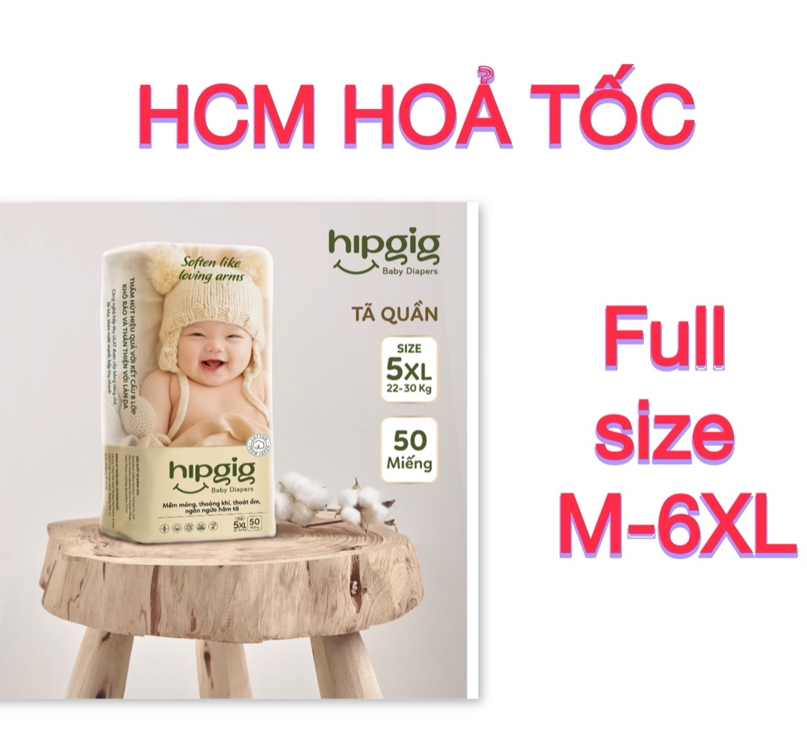 100 MIẾNG TÃ QUẦN HIPGIG BAO BÌ HÀNG CHÍNH HÃNG CÔNG TY SIZE M/6XL