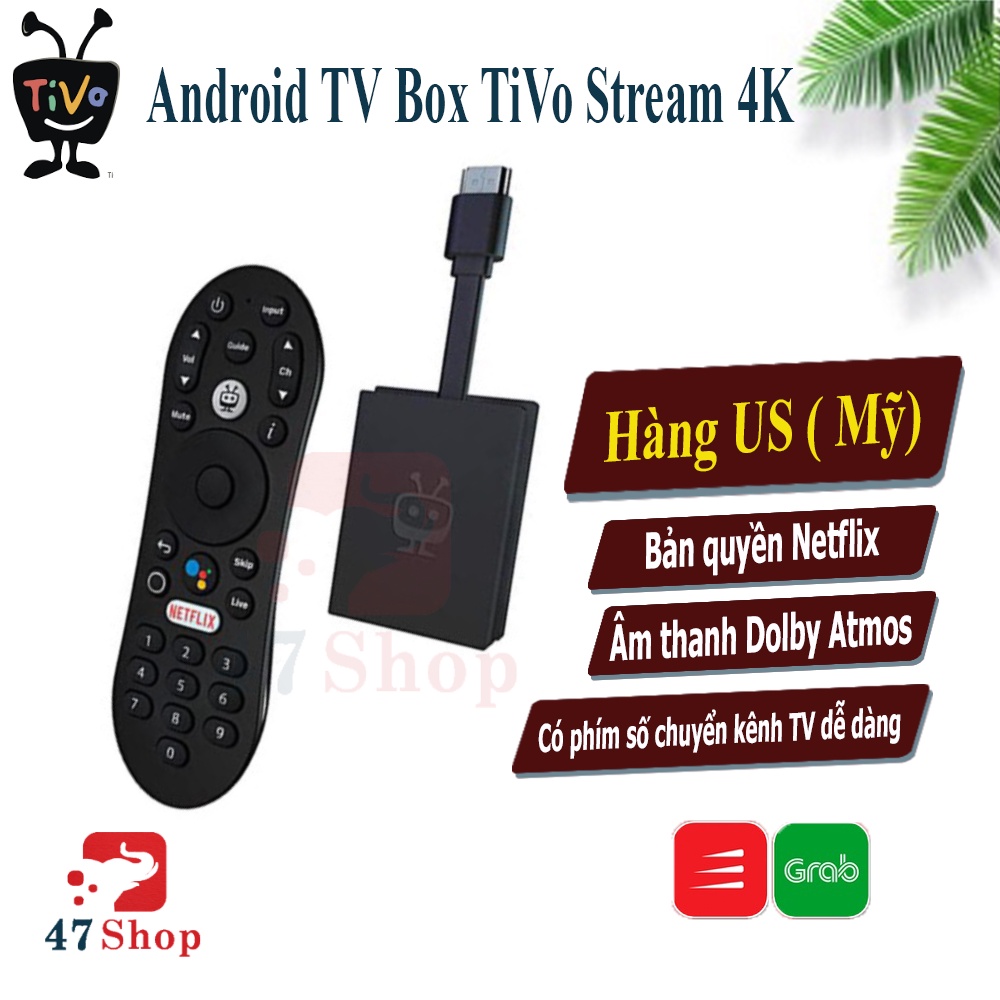 Android TV Box TiVo Stream 4K Android TV 10 Google CE Netflix 4K Remote tìm kiếm giọng nói tiếng Việt Nhập khẩu Mỹ