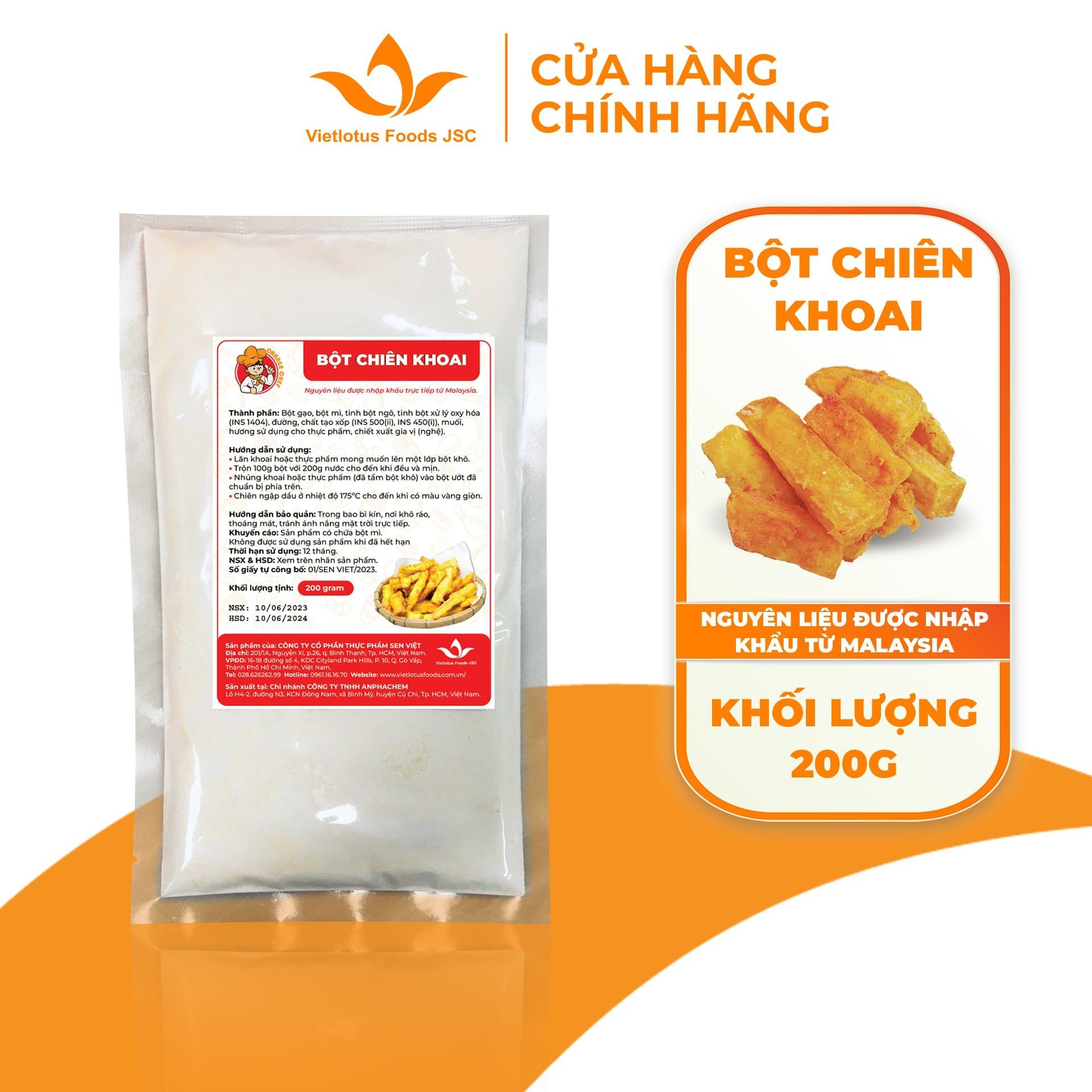 Bột chiên giòn khoai chuối chiên Orange Chef - Nguyên liệu nhập khẩu Malaysia