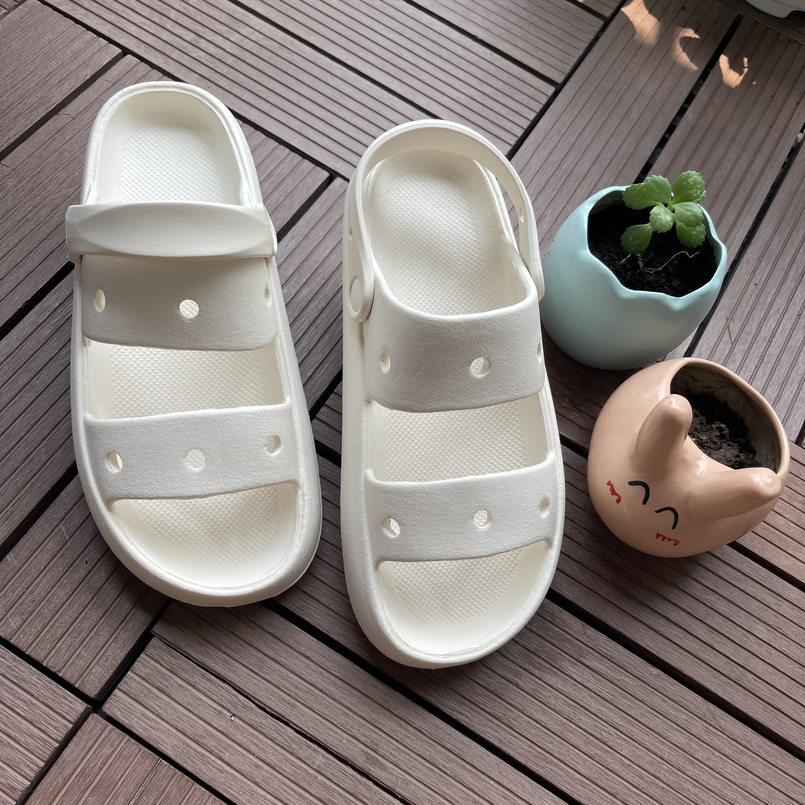 [LOTSO JIBBITZ]Sandal nữ + Jibbitz dép quai hậu đế bánh mì 3cm MayTo dễ thương Ulzzang màu trắng đen