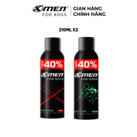[ Tặng thêm 40% dung tích ] Combo 2 Xịt khử mùi X-Men For Boss Intense/ Luxury/Legend/Motion 210ml/chai - Hương nước hoa châu Âu