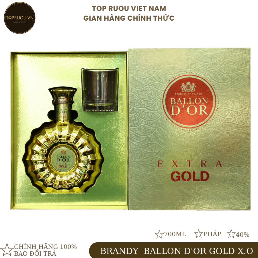 [TopRuouVietNam] Rượu Brandy XO Ballon Dor Extra Gold XO 700ml [Hàng Thật]