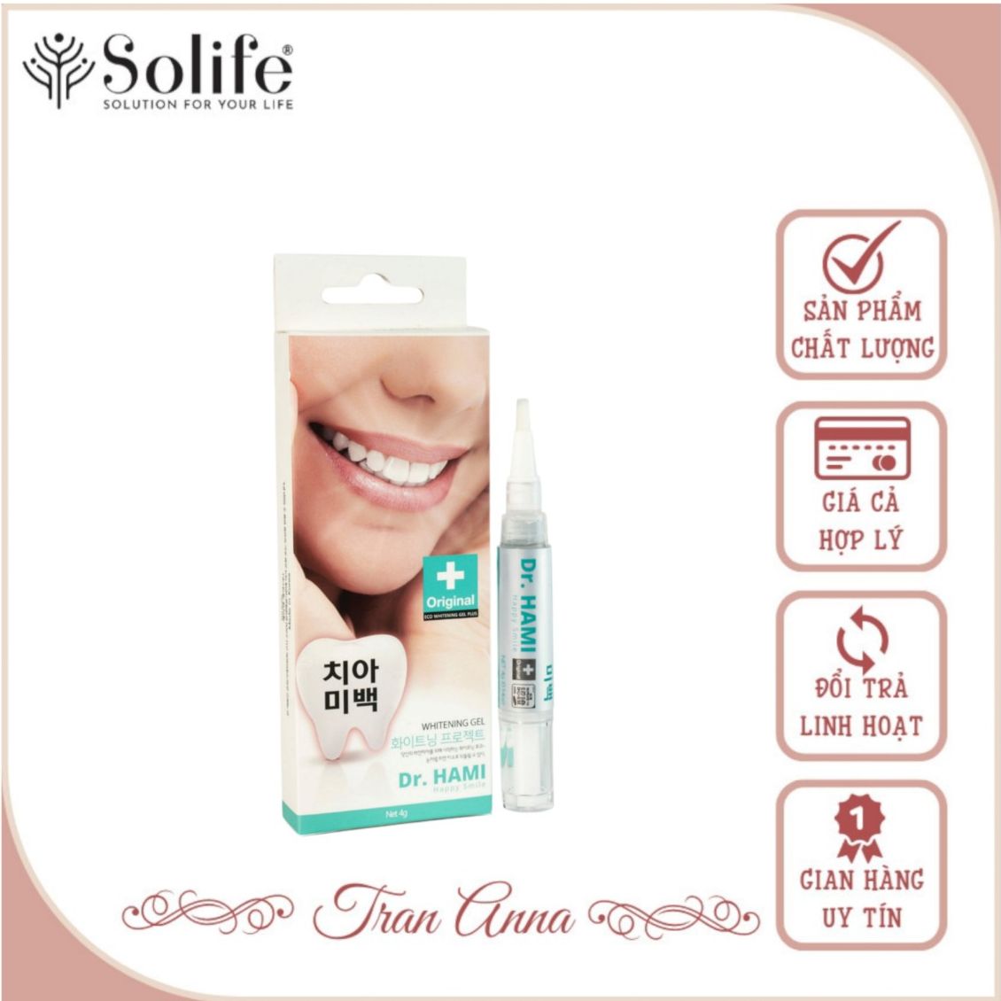 [FREESHIP] Gel Tẩy Trắng Răng Hàn Quốc Dr. Hami  - Trắng Sau 7 Ngày Sử Dụng [NHẬP KHẨU HÀN QUỐC] - TRAN ANNA SOLIFE