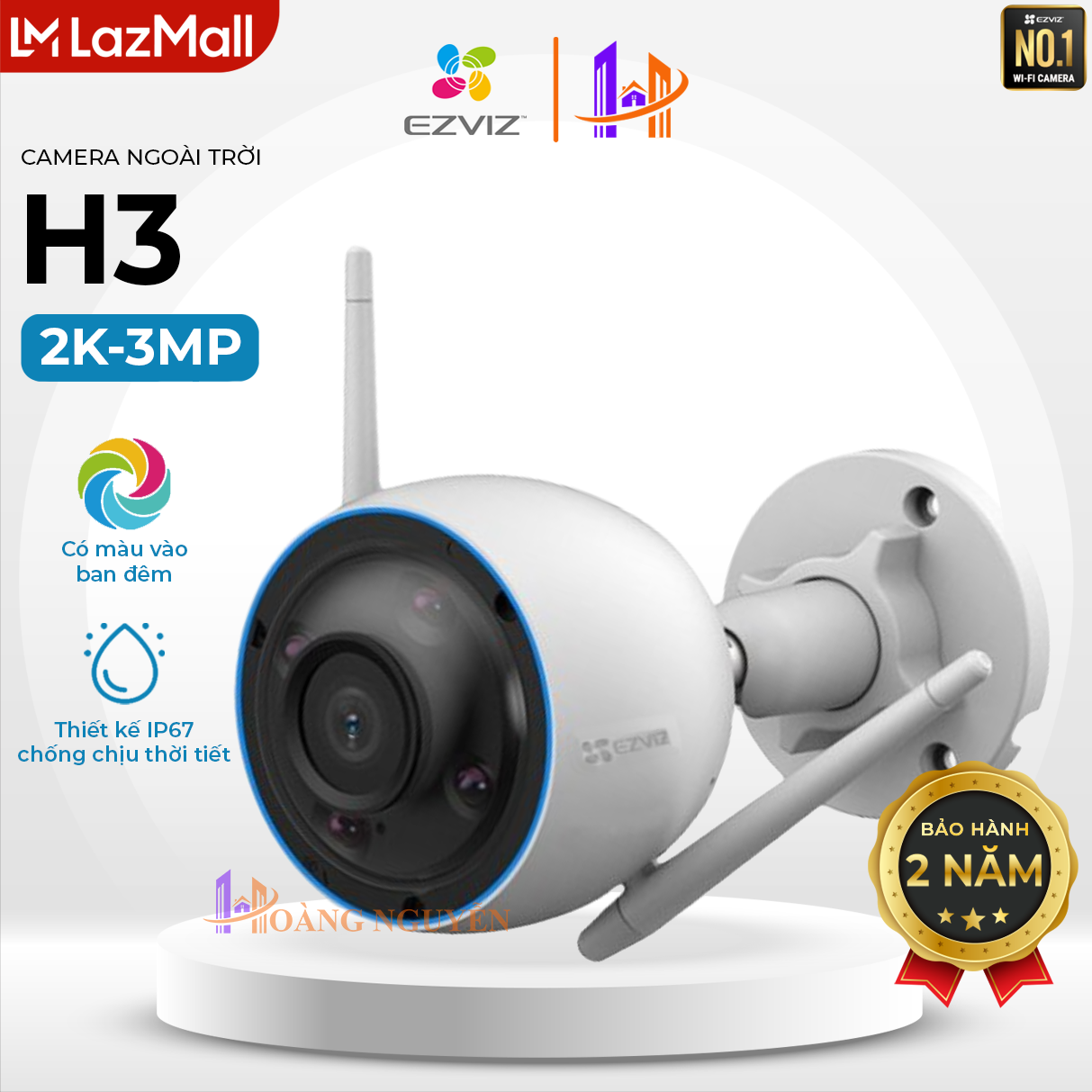 Camera Wi-Fi EZVIZ H3 2K 3MP - Độ phân giải 2K Trò Chuyện Hai Chiều Ghi Hình Màu Vào Ban Đêm - EZVIZ