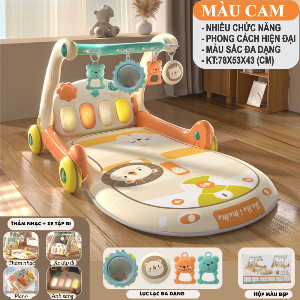 Thảm nhạc cho bé sơ sinh kiêm xe tập đi có nhạc đàn piano 3IN1 đồ chơi cho bé sơ sinh 06 tháng 1 tuổi nằm chơi