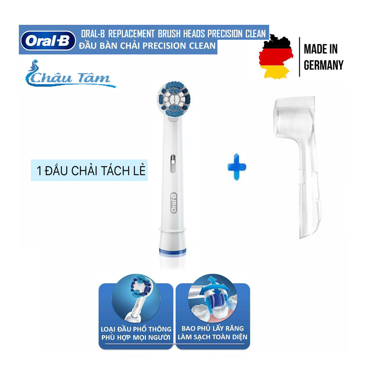 [Hcm]Đầu Bàn Chải Đánh Răng Điện Tự Động Oral - B Precision Clean Tách Lẻ 01 Cái (Made In Germany)