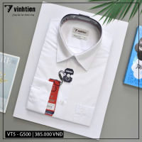 (Freeship Max)[HCM]Áo Sơ Mi Dài Tay Trắng Form Regular Vĩnh Tiến 385