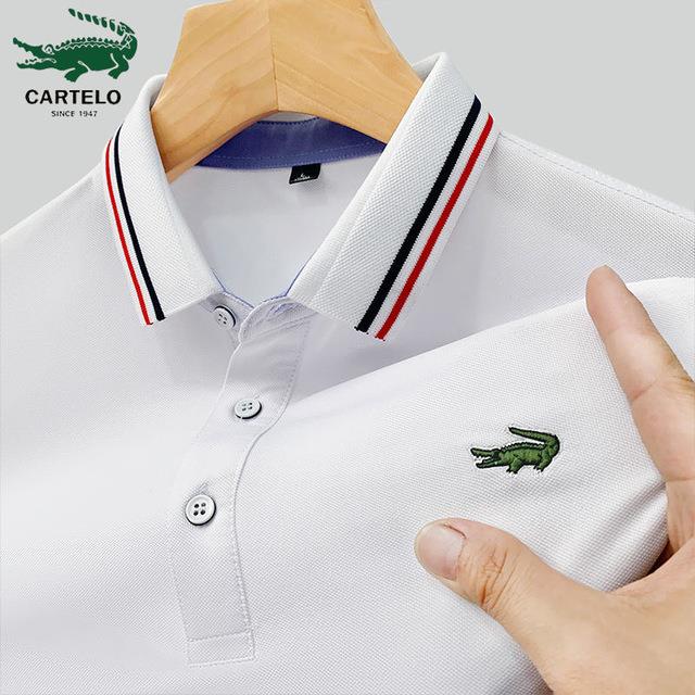 CARTELO Summer New Mens Lapel Anti-pillin Polo Shirt Embroidered Short Sleeve Casual Business Fashion Slim Fit Polo Shirt