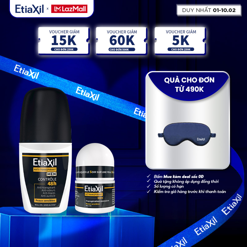 Combo Lăn Khử Mùi Mồ Hôi Dành Cho Nam Giới Etiaxil Men 15ml Và Lăn Khử Mùi Hằng Ngày Etiaxil Men 50m