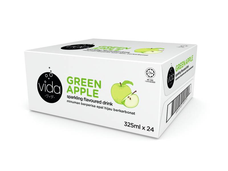 Nước Giải Khát Có Ga Không Calo Vida Hương Cam Chanh Táo Vải Muối Nhập Khẩu Malaysia - 24 Lon x 325ml