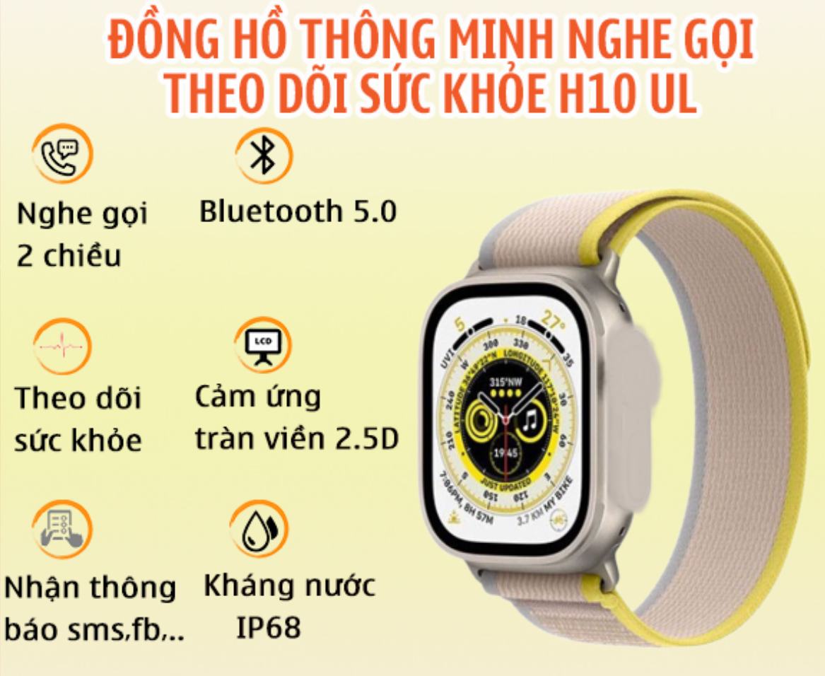 ( LOẠI XỊN ) Đồng Hồ Deo tay cao cấp Đồng Hồ Thông Minh Smartwatch H10 Ultra-Cấu Hình Cao-Full Chức 