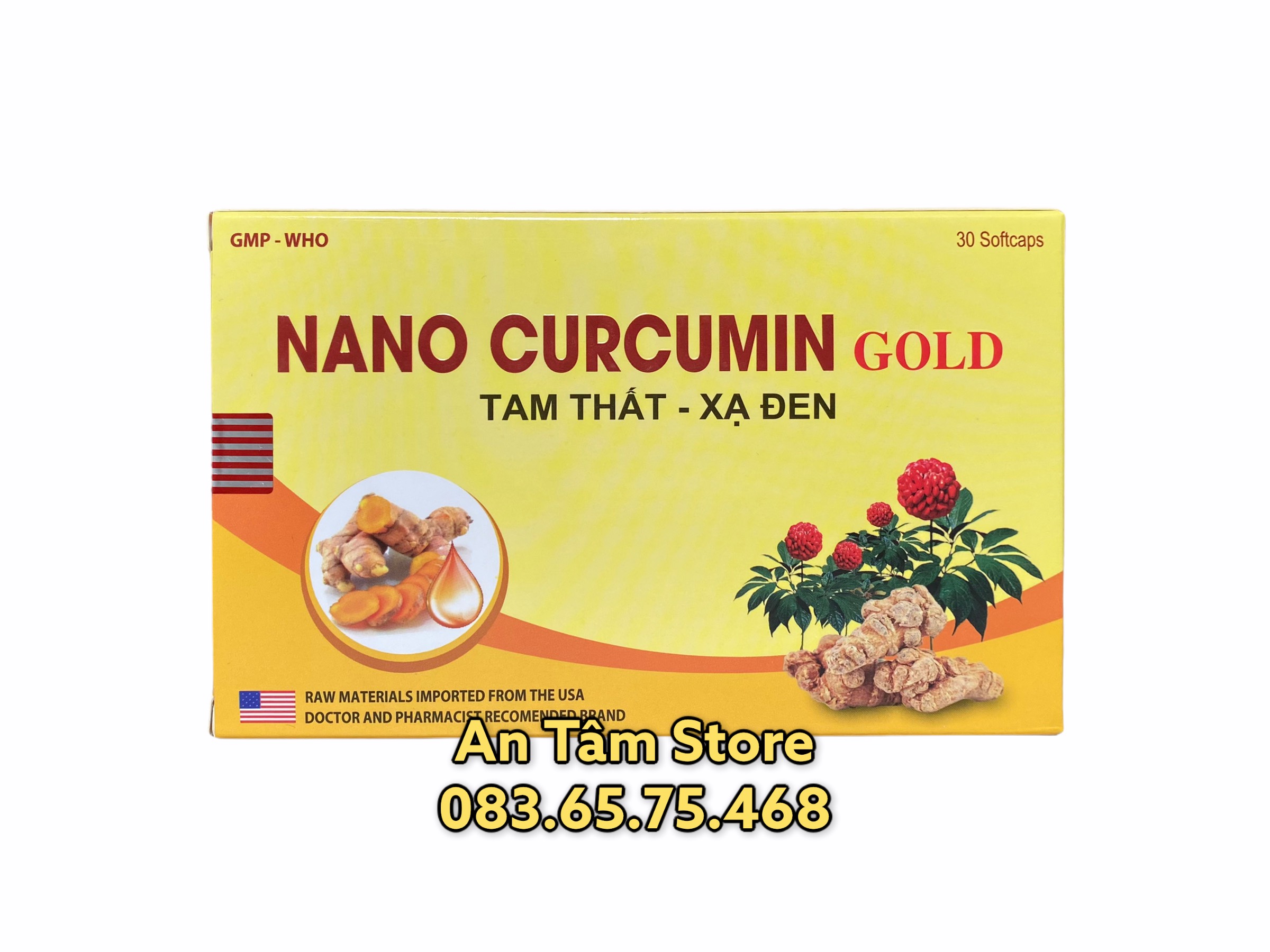 Nano Curcumin Gold - Giúp giảm các triệu chứng viêm loét dạ dày tá tràng thượng vị hang vị (Hộp 30 viên)