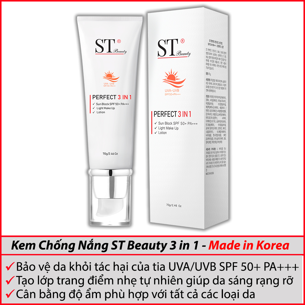 St Beauty Kem Chống Nắng 3 In 1 Korea Spf 50+ Pa+++ - Make Up - Cân Bằng Độ Ẩm Cho Da