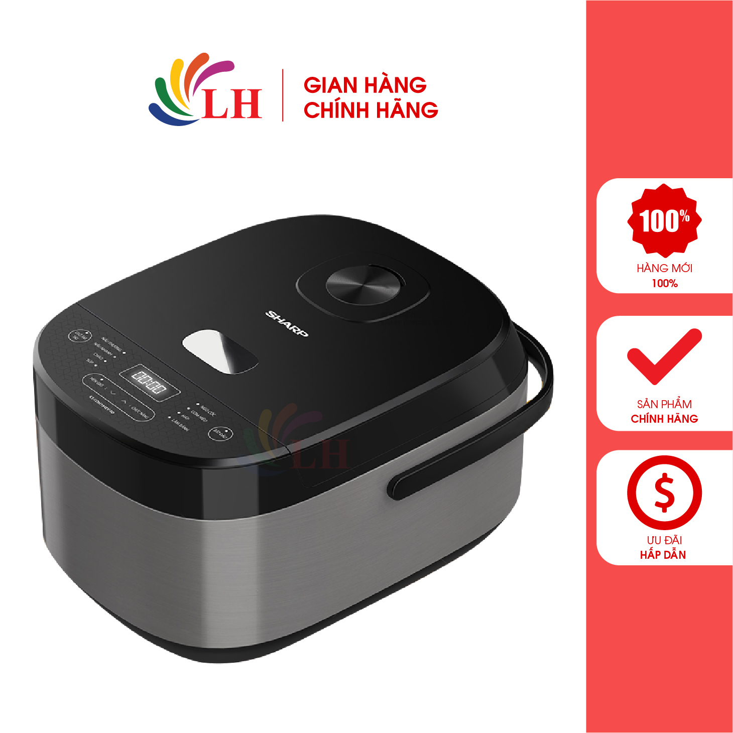 Nồi cơm điện tử Sharp 1.8 lít KS-COM194EV - Hàng chính hãng - Lòng nồi 3 lớp - Thiết kế sang trọng g