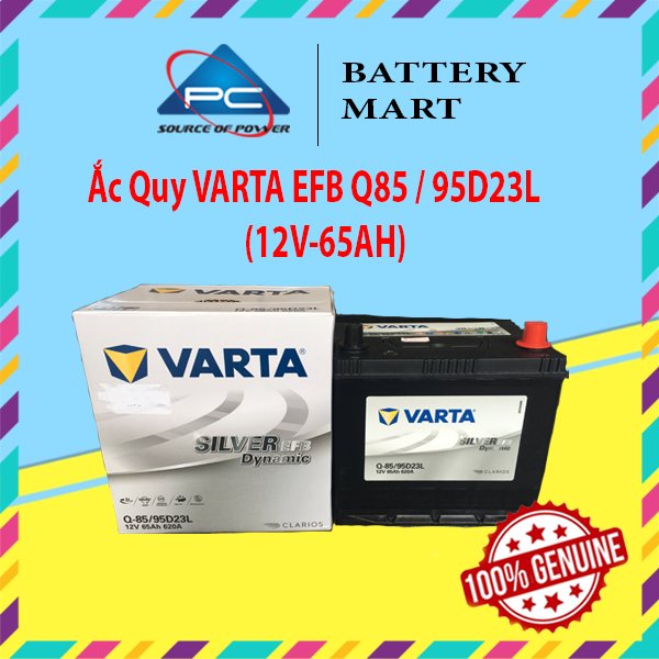 Ắc Quy Varta EFB Q85/95D23L 12V-65Ah Ắc quy Varta EFB Q-85/115D23L 12V-70Ah màu bạc dùng cho xe Mazd